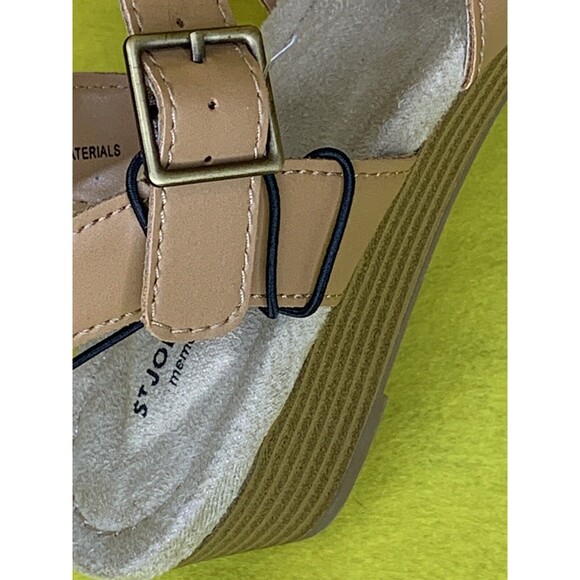 St. John's Bay Womens Nevin Wedge Sandals Tan Color Size 7 Med 1.5 Wedge Heel - Picture 5 of 16
